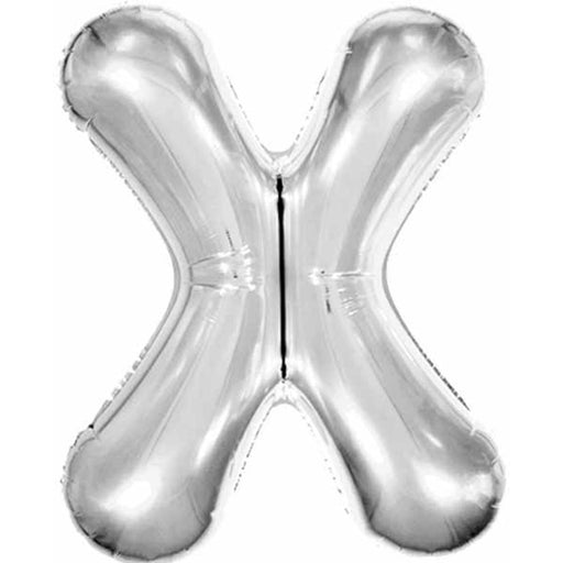 "Silver Foil Letter X Decoration - 34 Inches Tall"