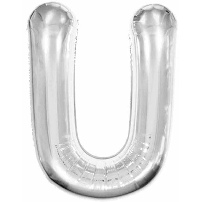 "Silver Foil Letter U - 34 Inches Tall"