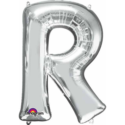 Silver Foil Letter "R" Balloon - 16 Inches Height.