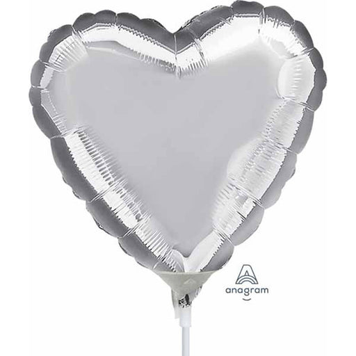 Silver Heart Mylar Balloon - 4" A10 #W4Hsrsr