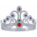 Silver Jewel Plastic Queen Crown - Adjustable.