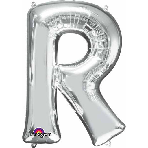 Silver Letter R Shape - 32 Inches Height, 34 Inches Width.