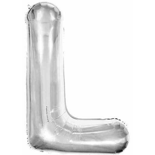 Silver Letter L Foil Balloon - 34" Packaged