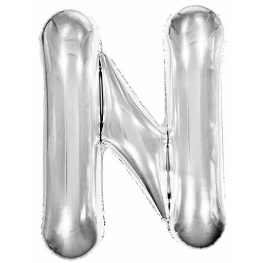 "Silver Letter N Foil Balloon - 34 Inches"