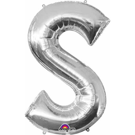 "Silver Letter S - 35 Inches - Easy To Install With Adhesive Pads (L34 Package)"