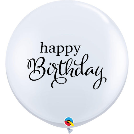Striking 36-inch Simply Happy Birthday Latex Balloons in Black and White