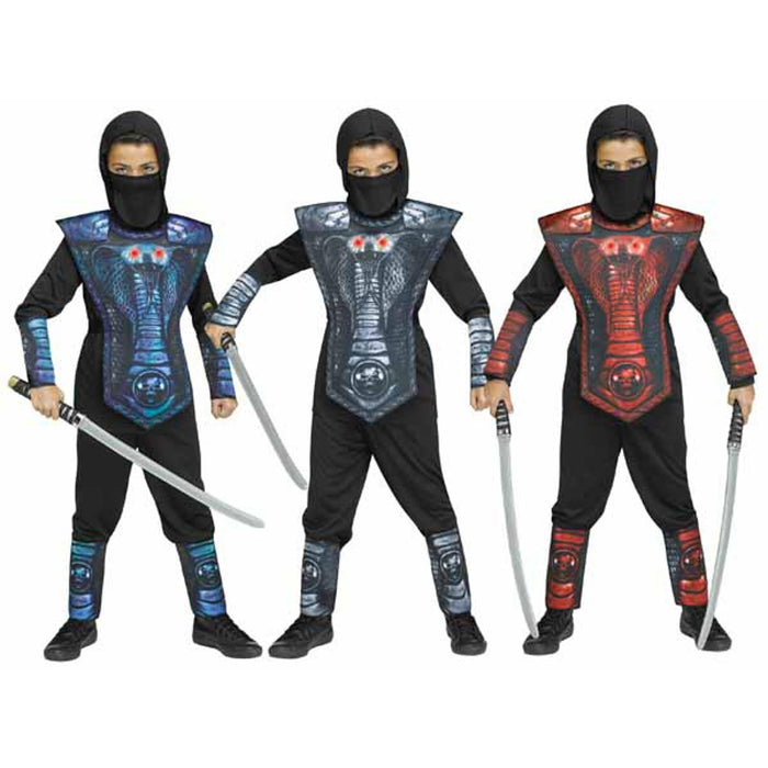 "Small Red Light Up Cobra Ninja Costume For Ages 4-6"