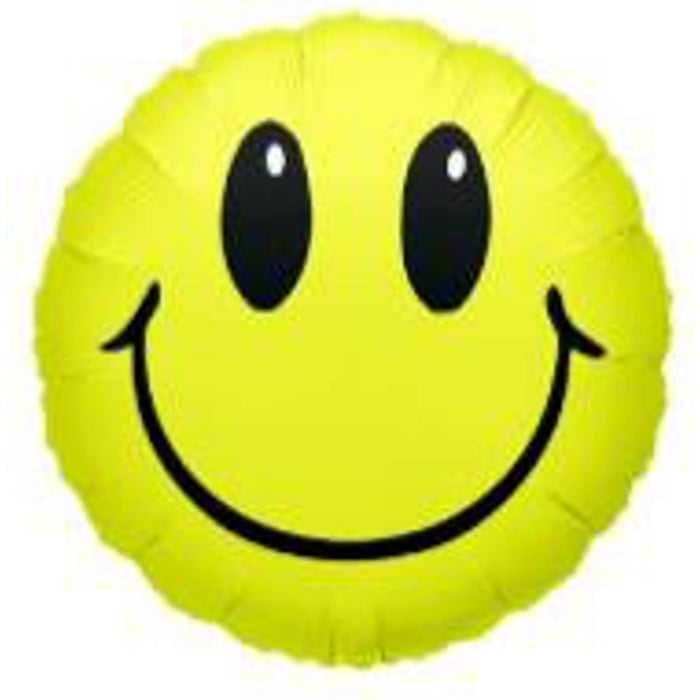 "Smile Face Yellow Mylar Balloon - 9 Inch Round (A15)"