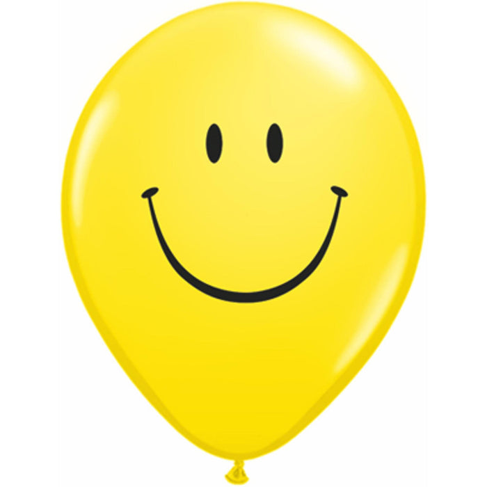 "Smile Face Yellow Latex Balloons - 50 Pack (11")"