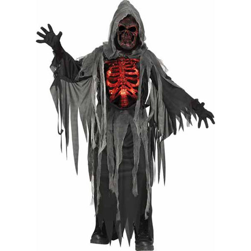 Morph Adult 2 Headed Ghoul Costume Mens Womens Grim Reaper Halloween Fancy  Dress Halloween Black L 