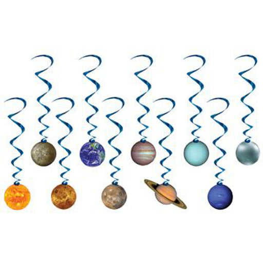 Solar System Whirls 10/Pkg: Decorative Solar System Hanging Decorations.