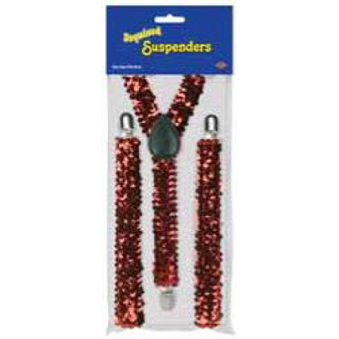 "Sparkling Red Sequin Suspenders"