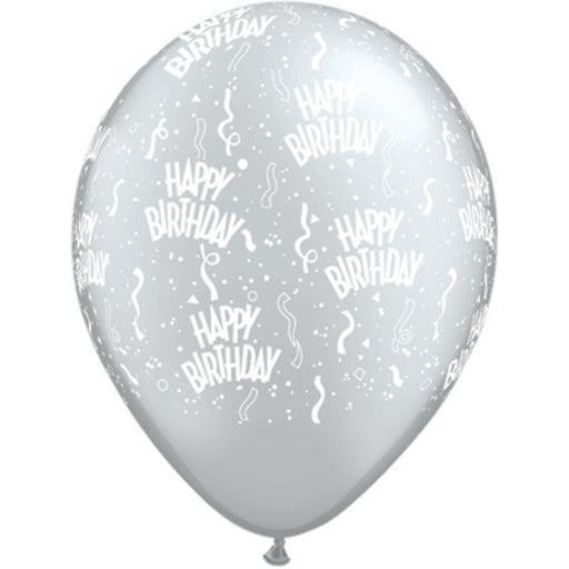 Shimmering Celebration Sparkling Silver Birthday Balloons (50/Pk)