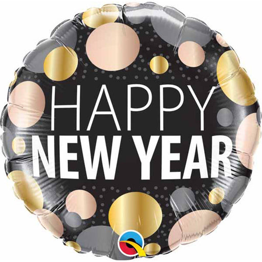 18" Happy New Year Metallic Dots Multicolor Balloon (3/Pk)