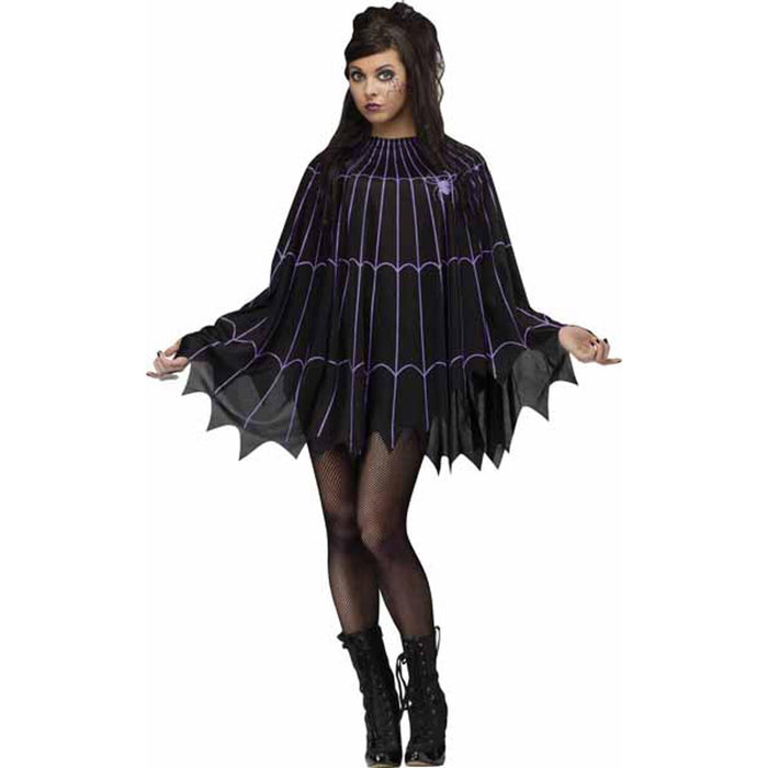 "Spider Web Poncho In Purple - One Size Fits 4-14"