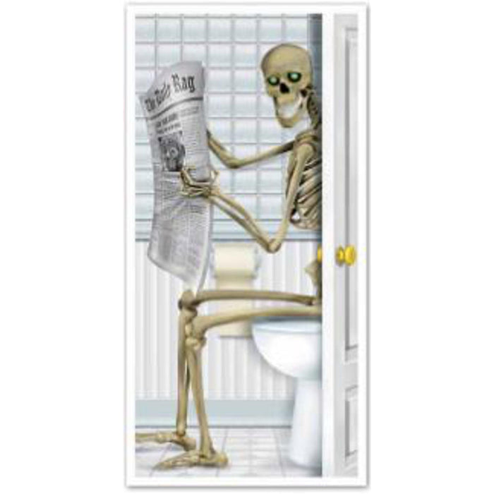 Spooky Skeleton Restroom Door Cover Party Accessory