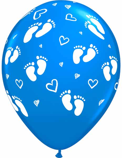 SMALL FEET BABY ALL OVER 12" 50/BAG BLUE