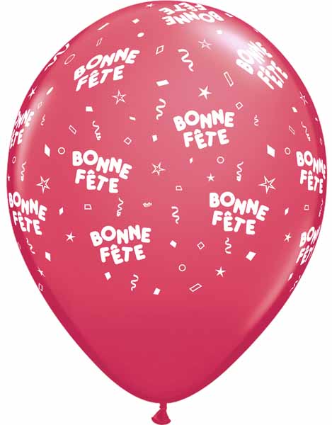 BONNE FETE ALL OVER 12" 50/BAG RED
