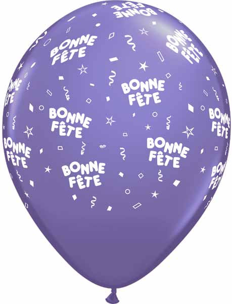 BONNE FETE ALL OVER 12" 50/BAG PURPLE
