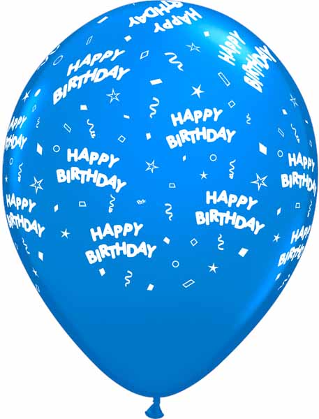 HAPPY BDAY ALL OVER 12" 50/BAG BLUE
