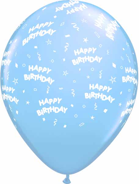 HAPPY BDAY ALL OVER 12" 50/BAG LT BLUE
