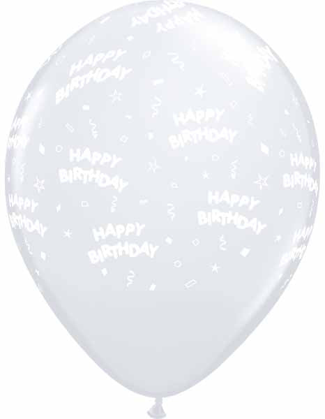 HAPPY BDAY ALL OVER 12" 50/BAG CLEAR