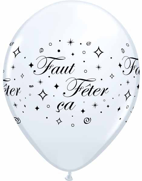 Faut Fêter Ça White 12-Inch Latex Balloons, 50-Pack