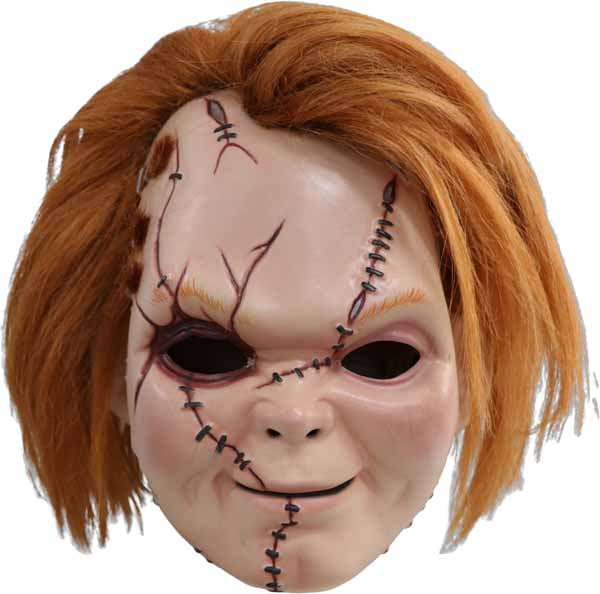 Curse of Chucky Scarred Chucky Mask with Attached Wig