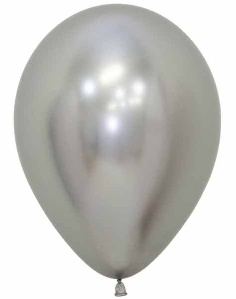 Sempertex 5-Inch Reflex Silver Latex Balloons, 50 Count