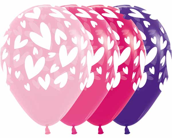 Sempertex Modern Hearts Assorted 11-Inch Latex Balloons, 50 Count