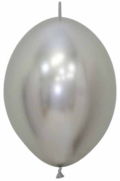 Sempertex 6-Inch Reflex Silver Link-O-Loon Latex Balloons, 50 Pack