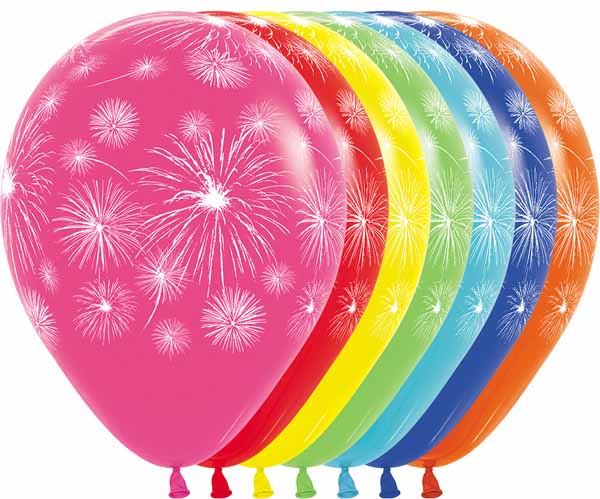 Sempertex 11-Inch Assorted Fireworks Latex Balloons, 50 Count