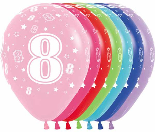 Sempertex Number 8 Assorted 11-Inch Latex Balloons, 50 Count