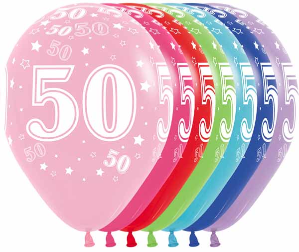 Sempertex Number 50 Assorted 11-Inch Latex Balloons, 50-Pack