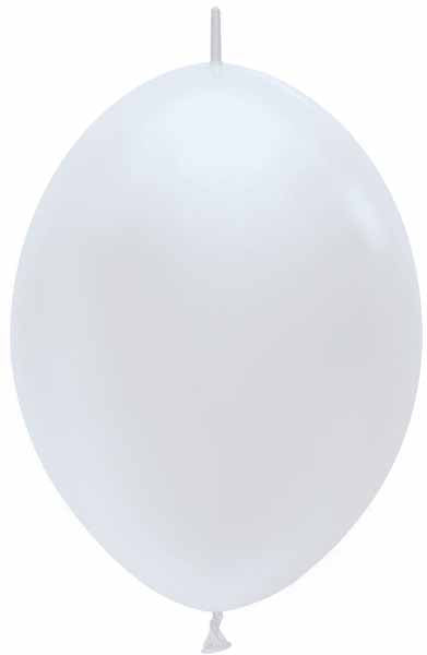 Sempertex Satin White 12" Link-O-Loons Latex Balloons, 25 Pack