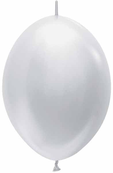 Satin Silver 12-Inch Link-O-Loons Latex Balloons, 25 Count