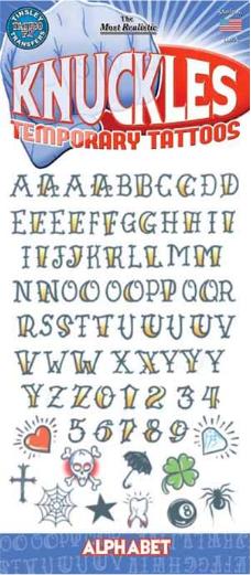 Tinsley Transfers Knuckles Alphabet Temporary Tattoos