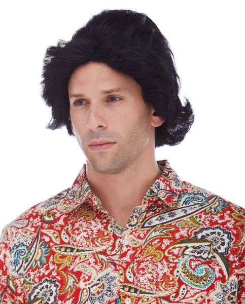 Men's Black 70s Layered Costume Wig