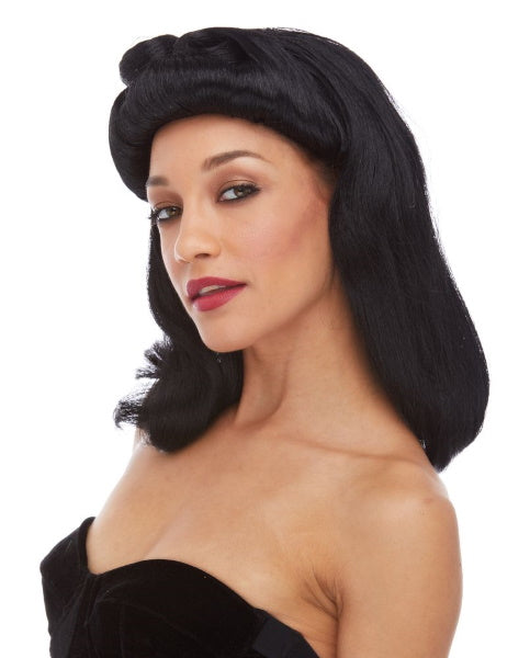 Black 1940s Pin-Up Girl Costume Wig