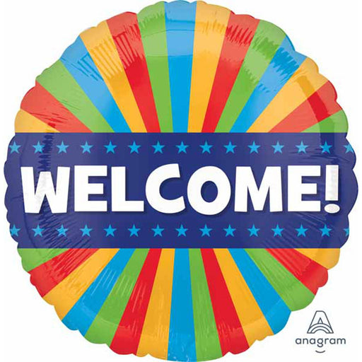 "Welcome Blitz 18" Round Entryway Mat With Adhesive Strips"