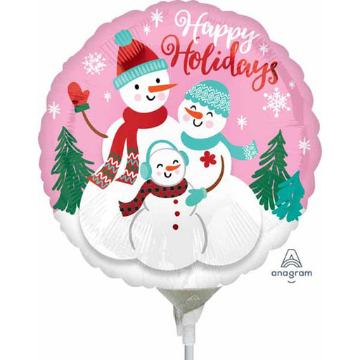 Whimsical Snow Family Ceramic Plate (9") For Holiday Treats - Hpy Holidays Rnd A15