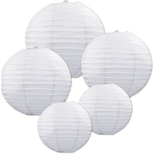 "White Paper Lantern Set - 5 Different Sizes"