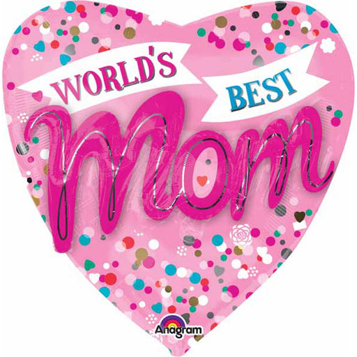 World's Best Mom 36" Jumbo Heart Foil Balloon (1/Pk)