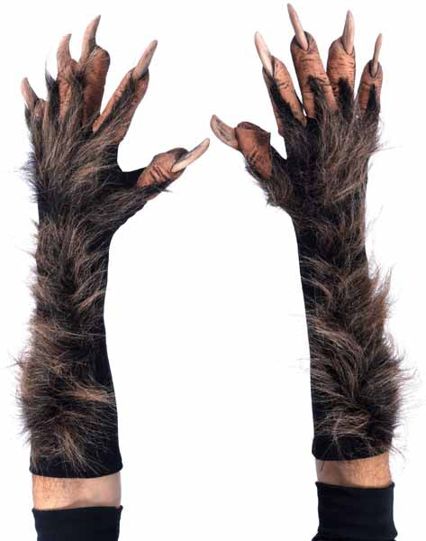 Brown Wolf Costume Gloves