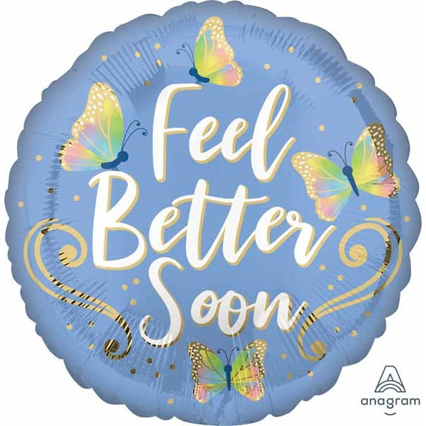 Feel Better Butterflies 18-Inch Round Foil Balloon