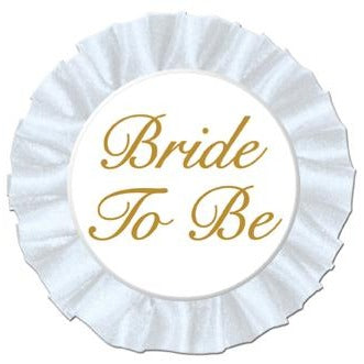 White Bride to Be Satin Button, 3.5 Inch