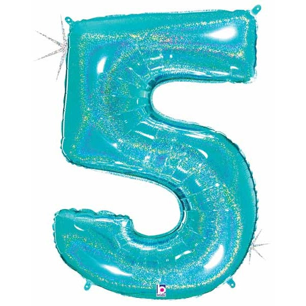 Megaloon Number 5 Holographic Balloon, 40 Inch