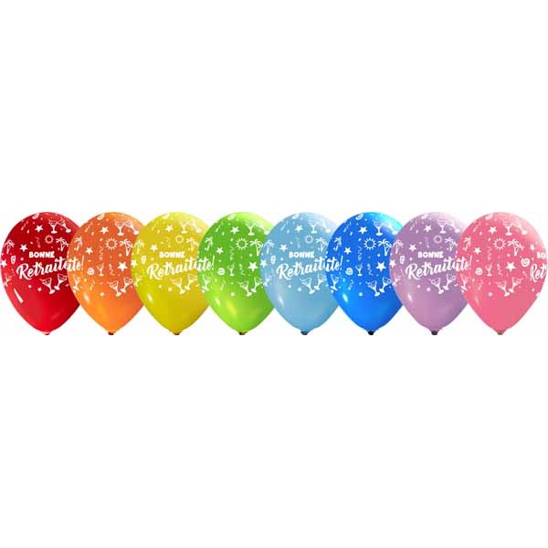 Bonne Retraite 12-Inch Printed Latex Balloons, 50 Count