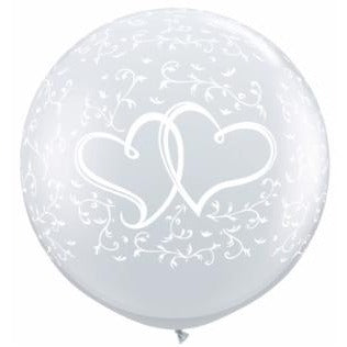 Entwined Hearts 36-Inch Clear Latex Balloons, 2 Pack