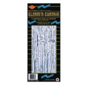 Silver 1-Ply Metallic Curtain, 8 ft x 3 ft